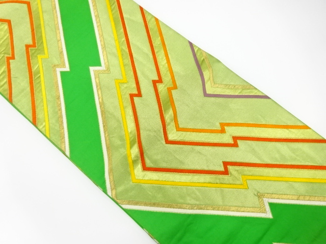 JAPANESE KIMONO / ANTIQUE FUKURO OBI / SILK / WOVEN ABSTRACT MATSUKAWABISHI